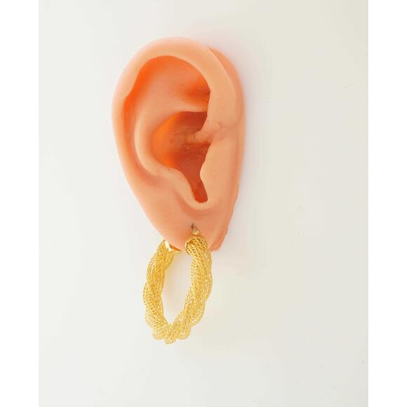 14k Gold Estate Hoop Earrings Snap Closure Women's Vintage Style 7.30g - Picture 2 of 5